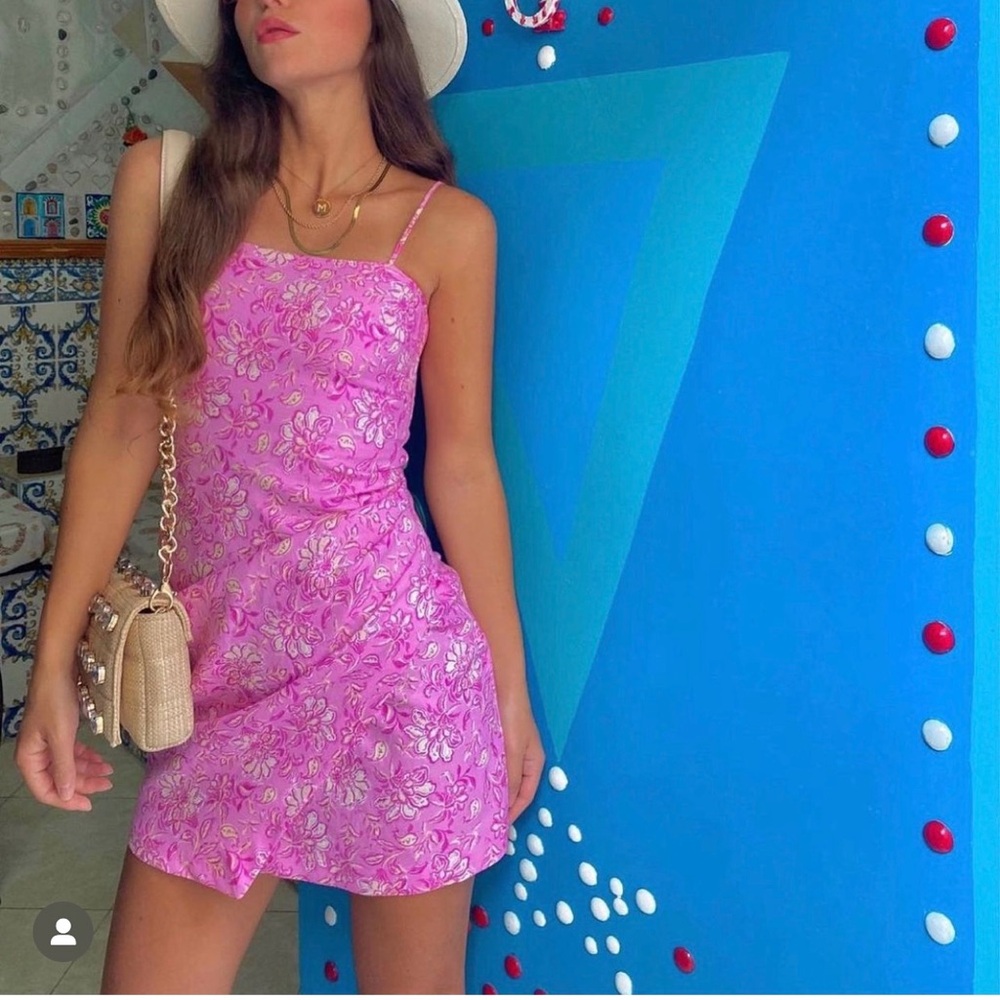 Zara bloggers fave Pink Floral Spaghetti Strap Dress